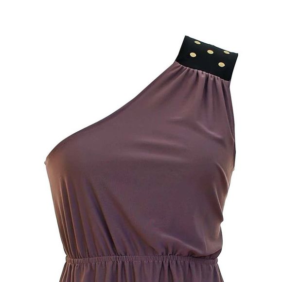 One Shoulder Studded Empire Waist Dress - Picture 2 of 2